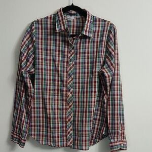 Wrangler Men's Red and Blue Plaid Button Down Shirt